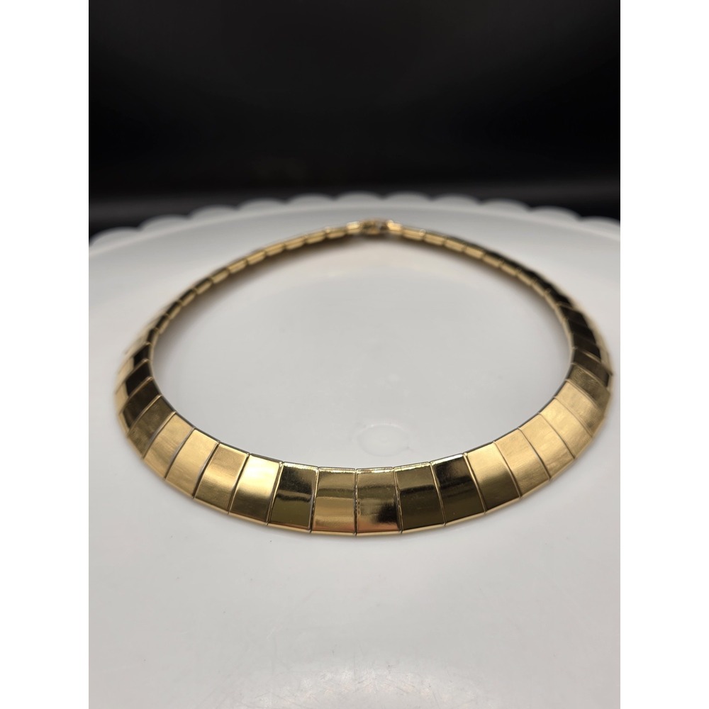 Vintage Gold Tone Collar Choker Necklace - Cleopatra Greek Goddess Night